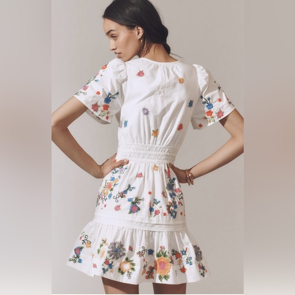 Anthropologie x The Somerset Embroidered Mini Dress Size Medium NWT - Picture 2 of 14